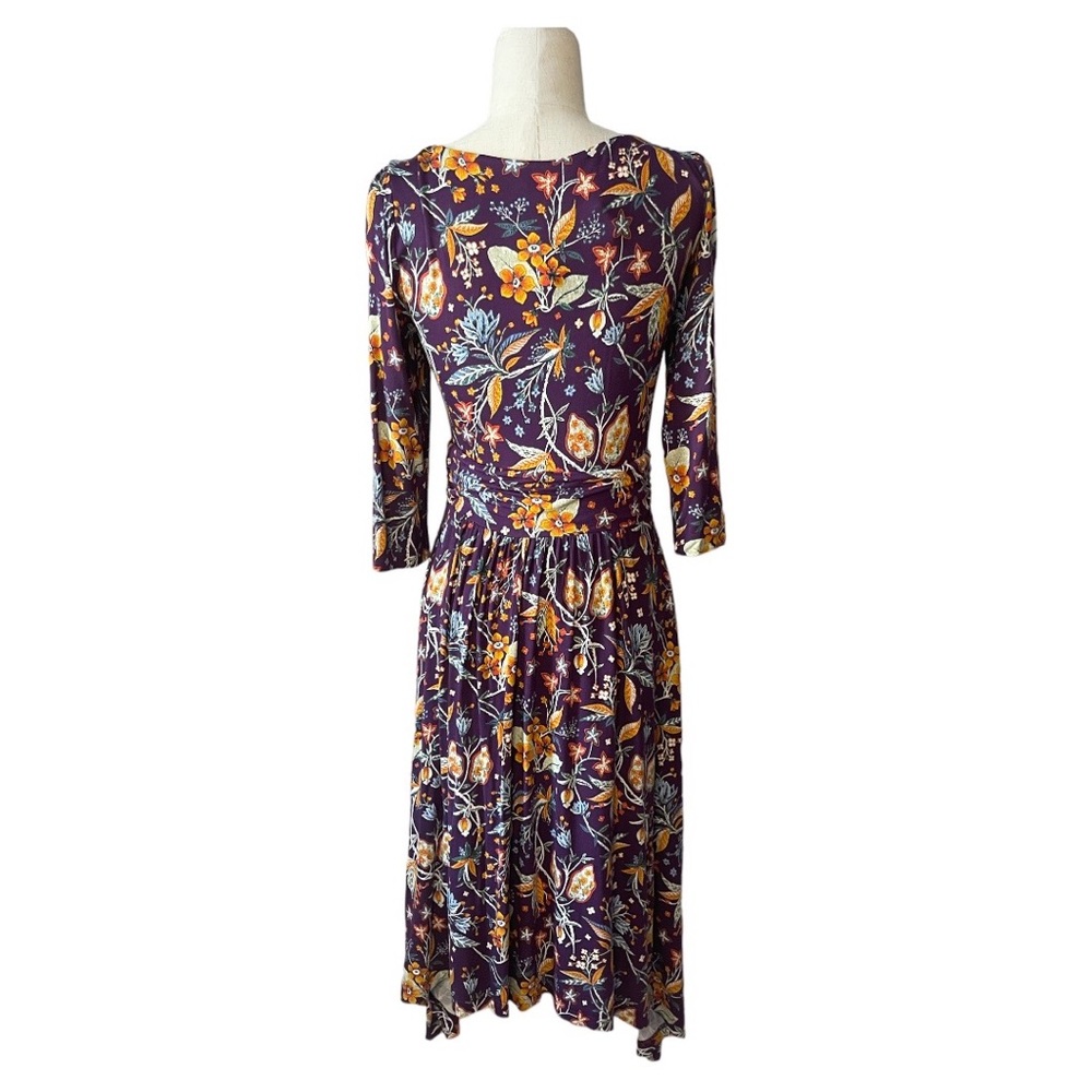 Anthropologie Maeve purple floral v neck tie front dress. - Picture 4 of 7